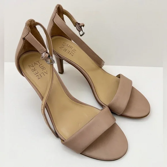 Naturalizer Nude Strappy Heels | LEAH Ankle Strap Sandals | Size 8M - Picture 1 of 11